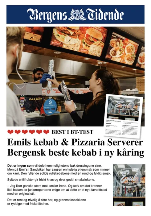 Bergens Tidende: Emils kebab og pizzaria serverer Bergens beste kebab